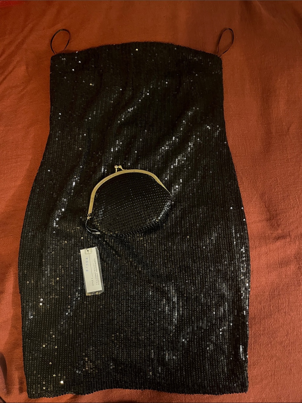 Bozzolo Strapless Black Sequin Bodycon Dress